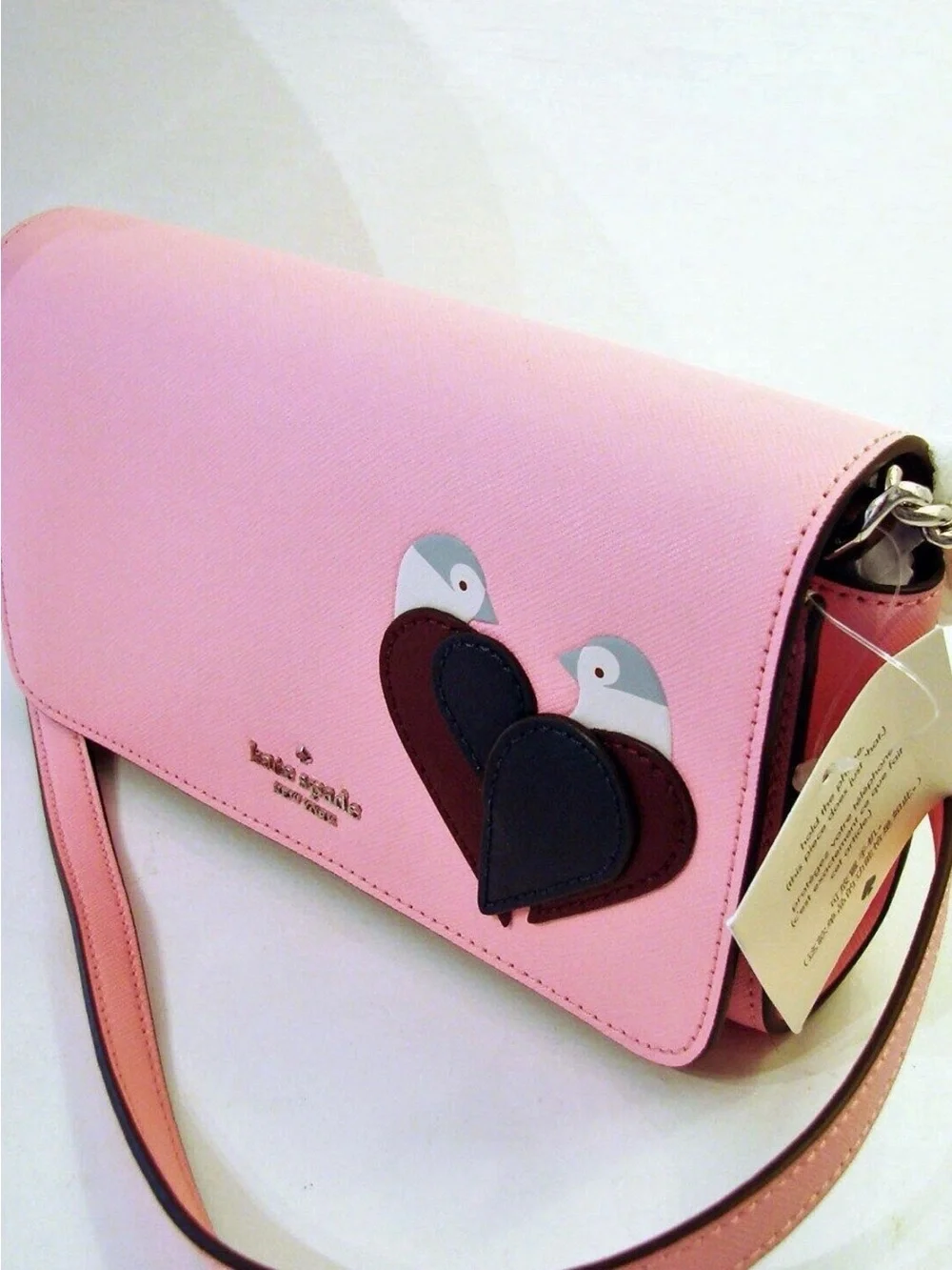 KATE SPADE LOVE BIRDS FLAP CROSSBODY BAG NEON PEONY NWT